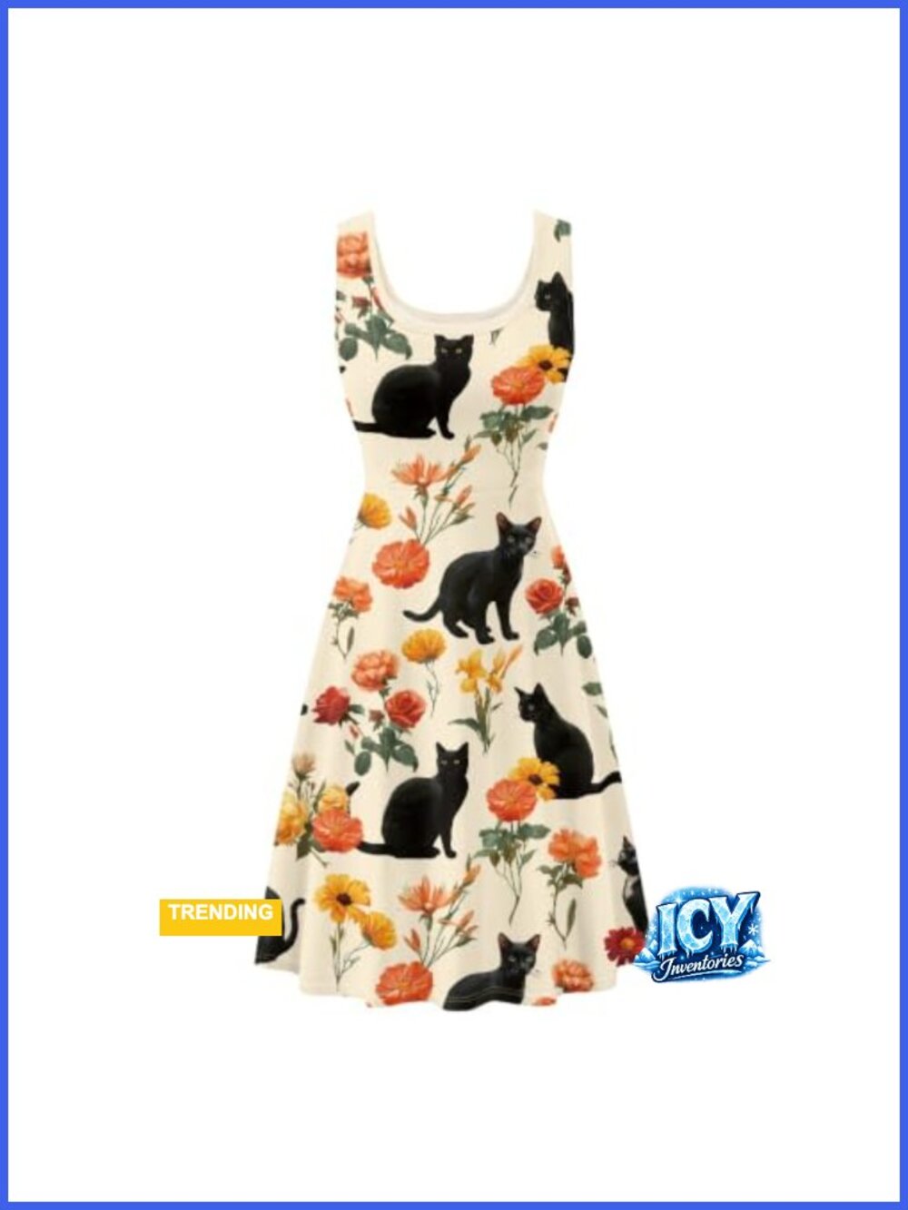 Sleeveless A-Line Tank Dress with Pockets, Polyester, Casual
